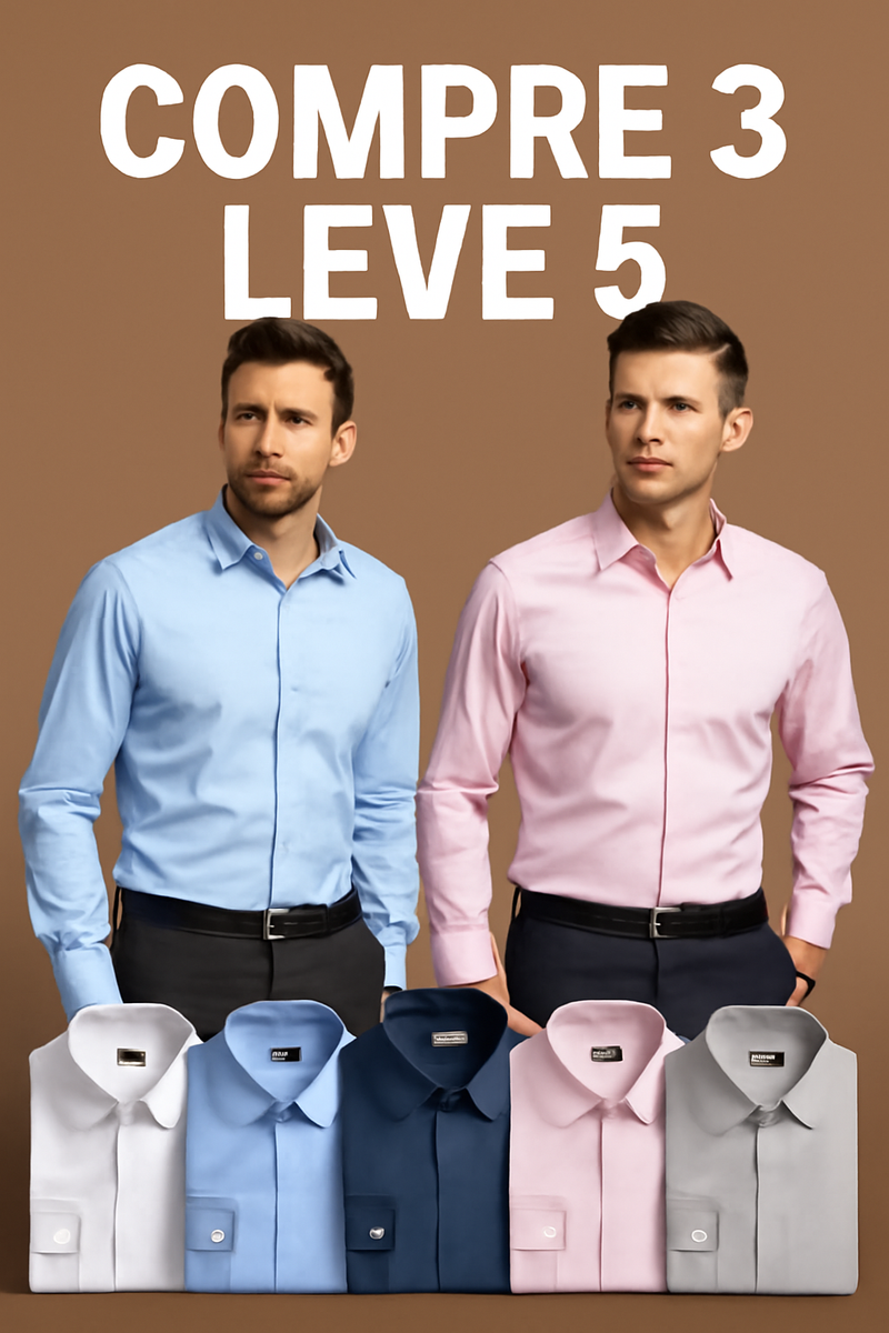 Kit Camisa Social UltraTech - COMPRE 3 LEVE 5 + Brinde Relógio