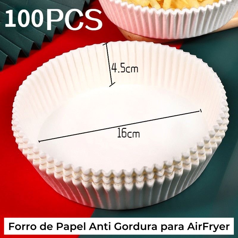 Forro de Papel para AirFryer - 50/100 Peças