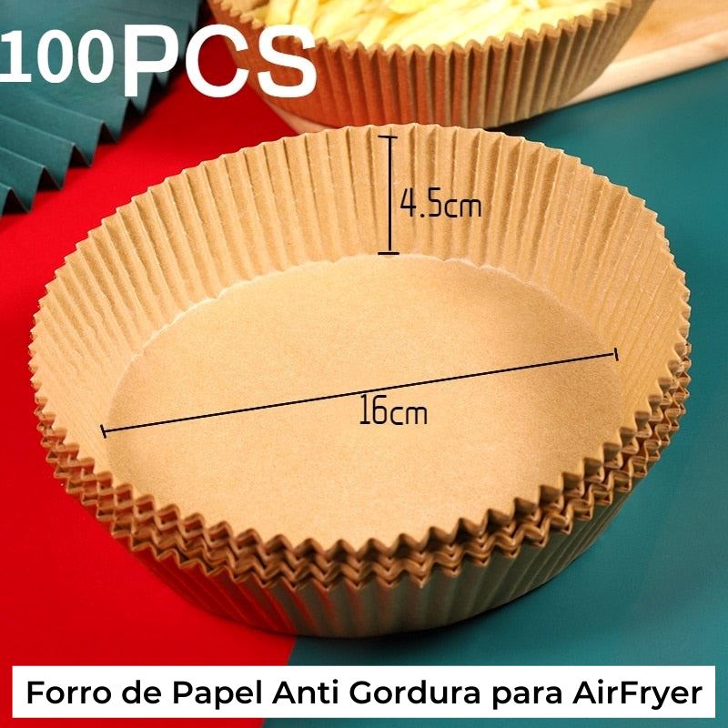 Forro de Papel para AirFryer - 50/100 Peças
